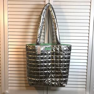 NWT Clinique Limited Edition Y2K Silver Minimalist Puffer Tote Shoulder Bag